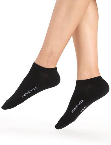 Chaussettes Icebreaker Merino Lifestyle Fine Gauge No Show Femme Noir Blanche | FR 1423VRWD